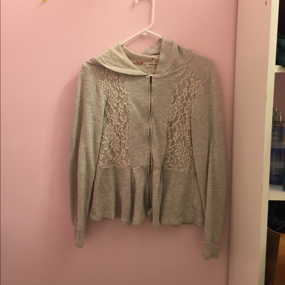 Lace peplum hoodie