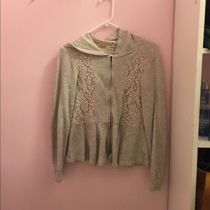 Lace peplum hoodie