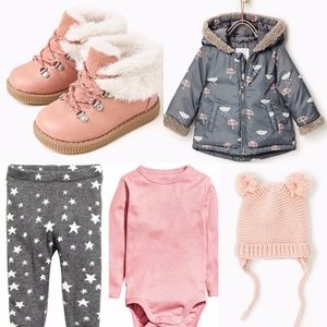 Zara toddler girl pink winter boots with fur
