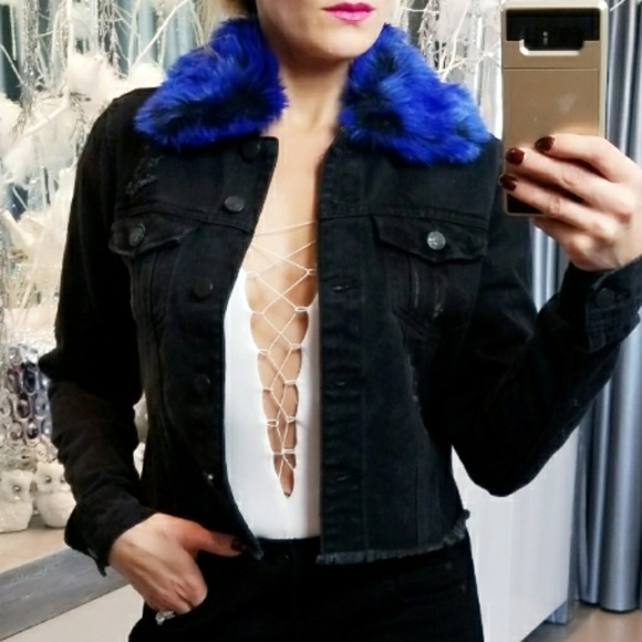 BLACK DISTRESSED DENIM JACKET - Picture 2 of 4