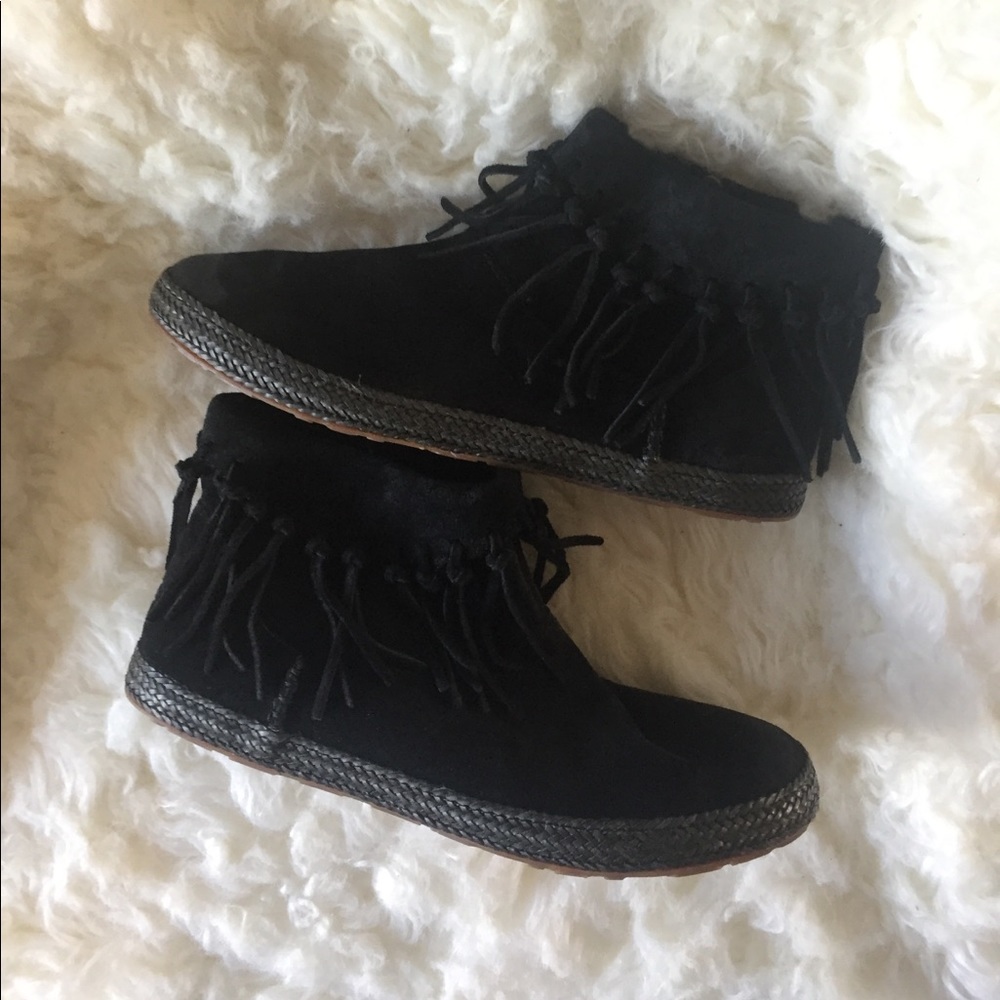 New UGG Shenendoah Fringe AnkleBoot Black Size 6.5