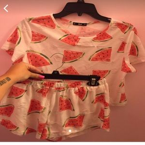 Crop top and bottom set two Piece