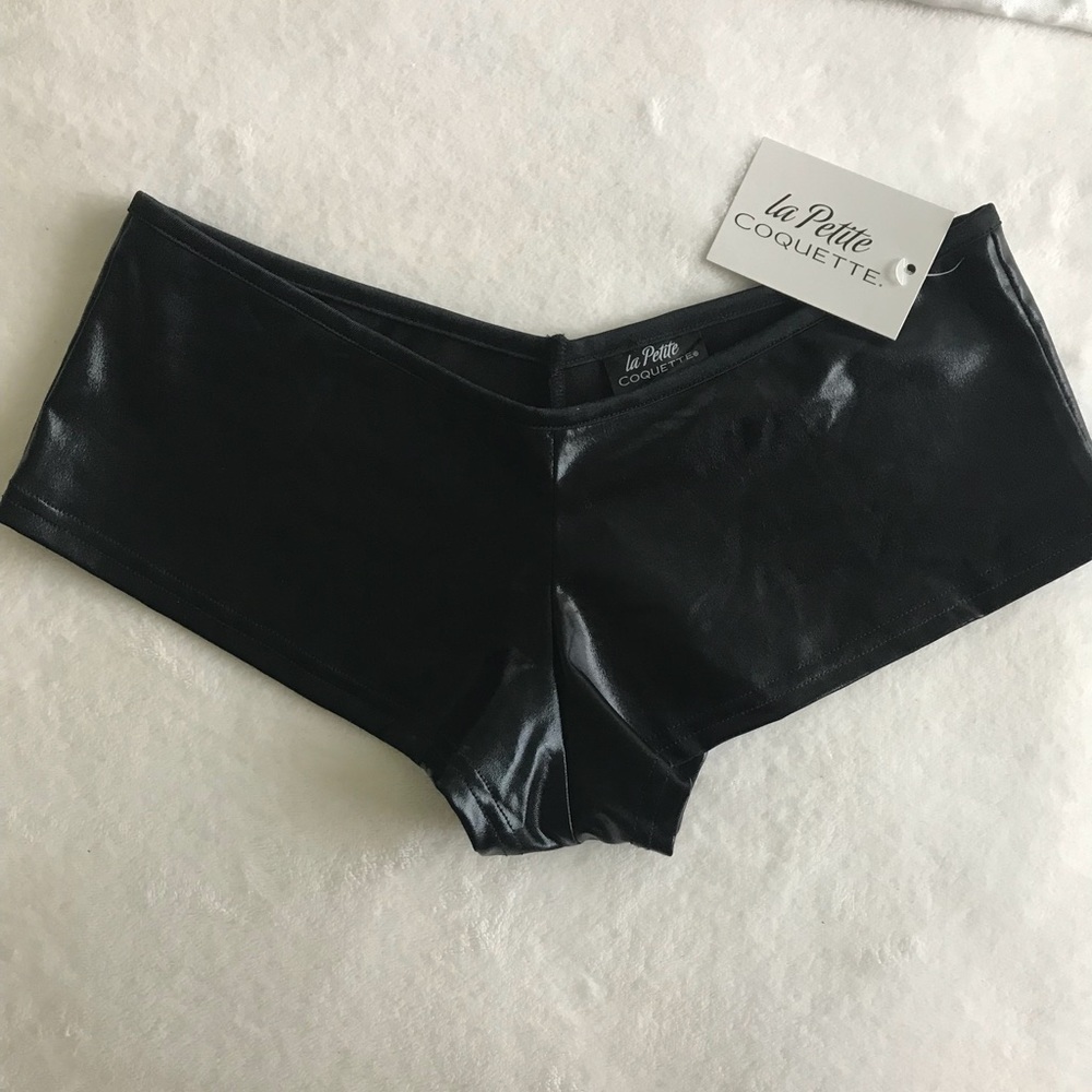 Black Wet Look Booty Shorts (NEVER WORN)