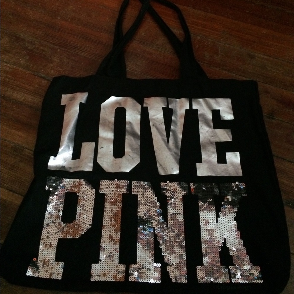 Love pink sparkly tote
