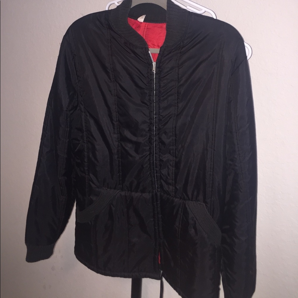 Vintage All Black Bomber Jacket Size M