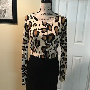 Animal print crop sweater