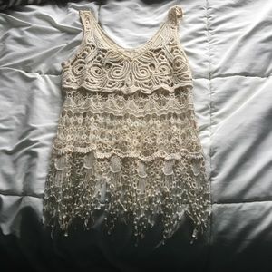 Lace top with hanging frills