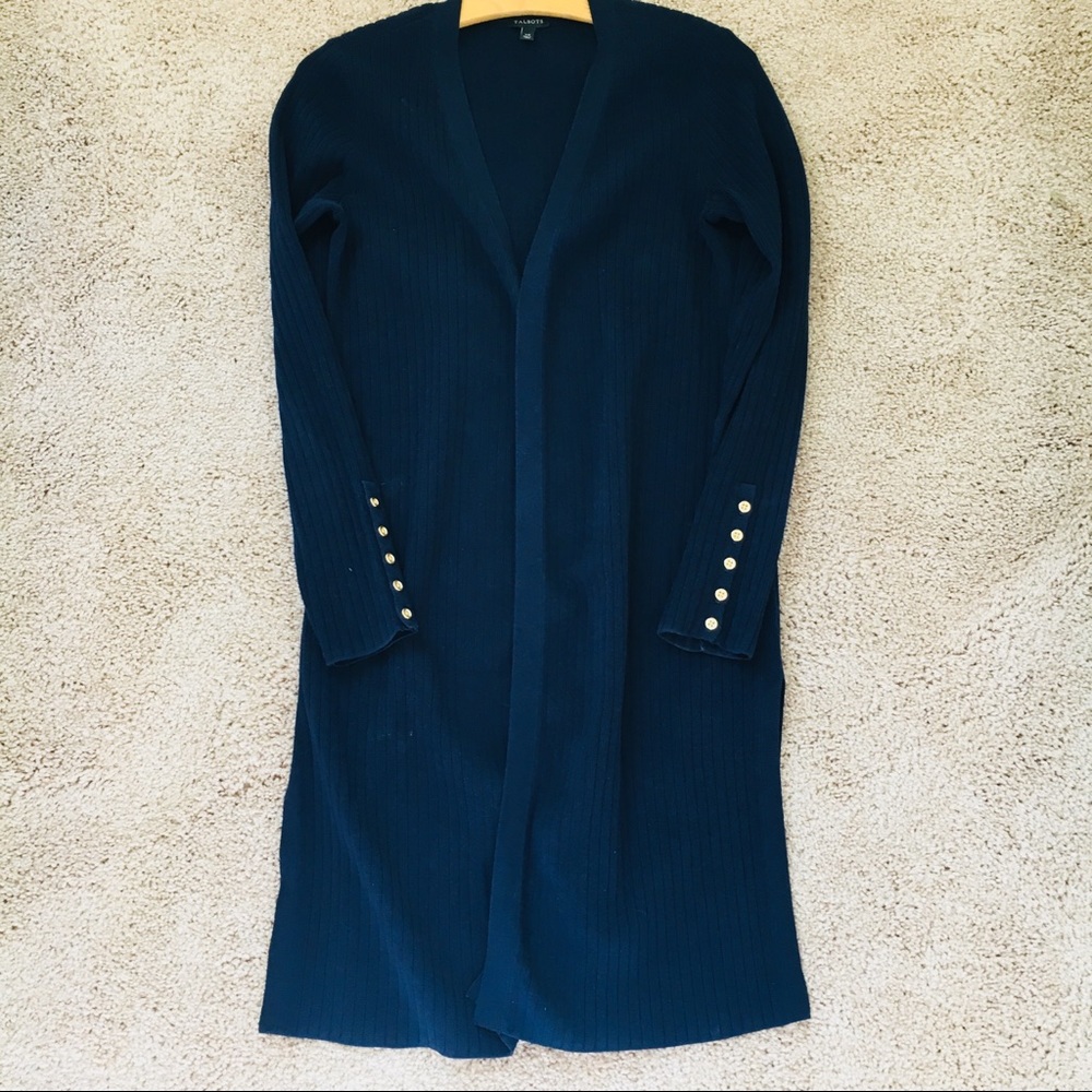 TALBOTS NAVY BLUE KNIT DUSTER