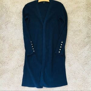 TALBOTS NAVY BLUE KNIT DUSTER