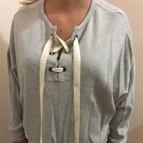 Lace Up Comfy Sweater - Picture 1 of 3