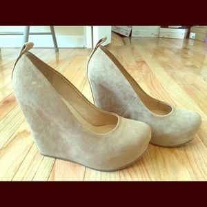 Beige wedge heels