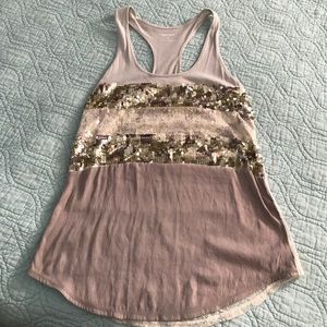 Sequin, silk and lace tank