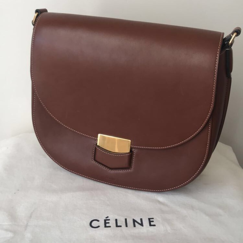 Céline Trotteur Chestnut Natural Calfskin