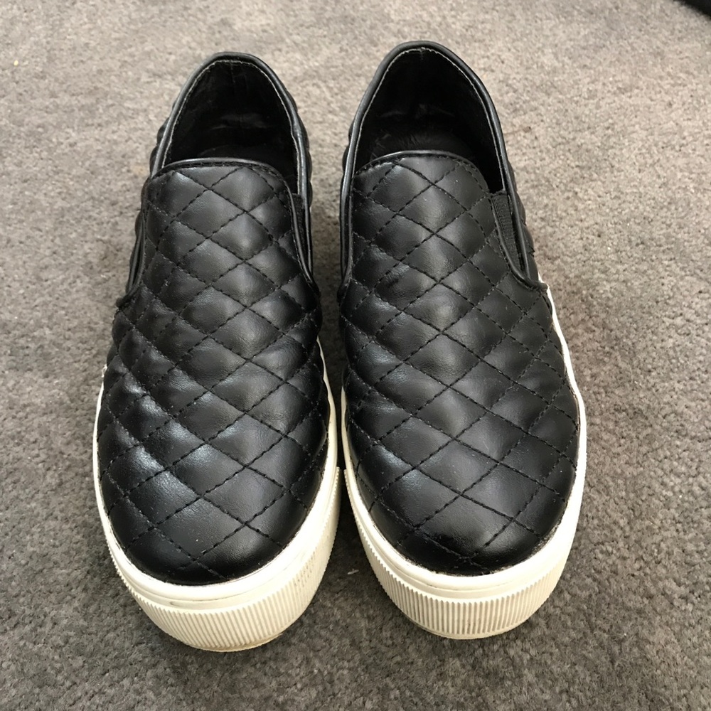 Quilted Patent Leather Slip on Platform Sneakers