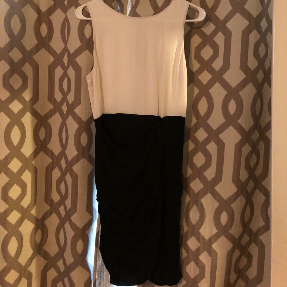 Alice and Olivia black and White draped dress