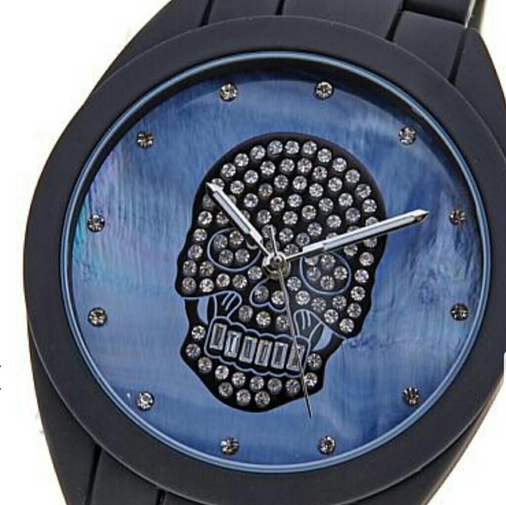 Gorgeous Crystal Pave Skull Dial Watch
