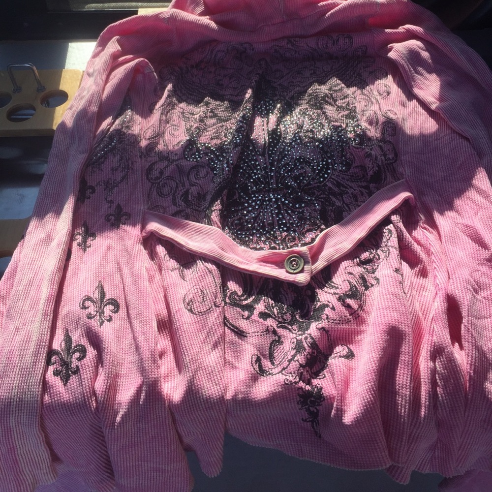 Vocal pink hooded cardigan
