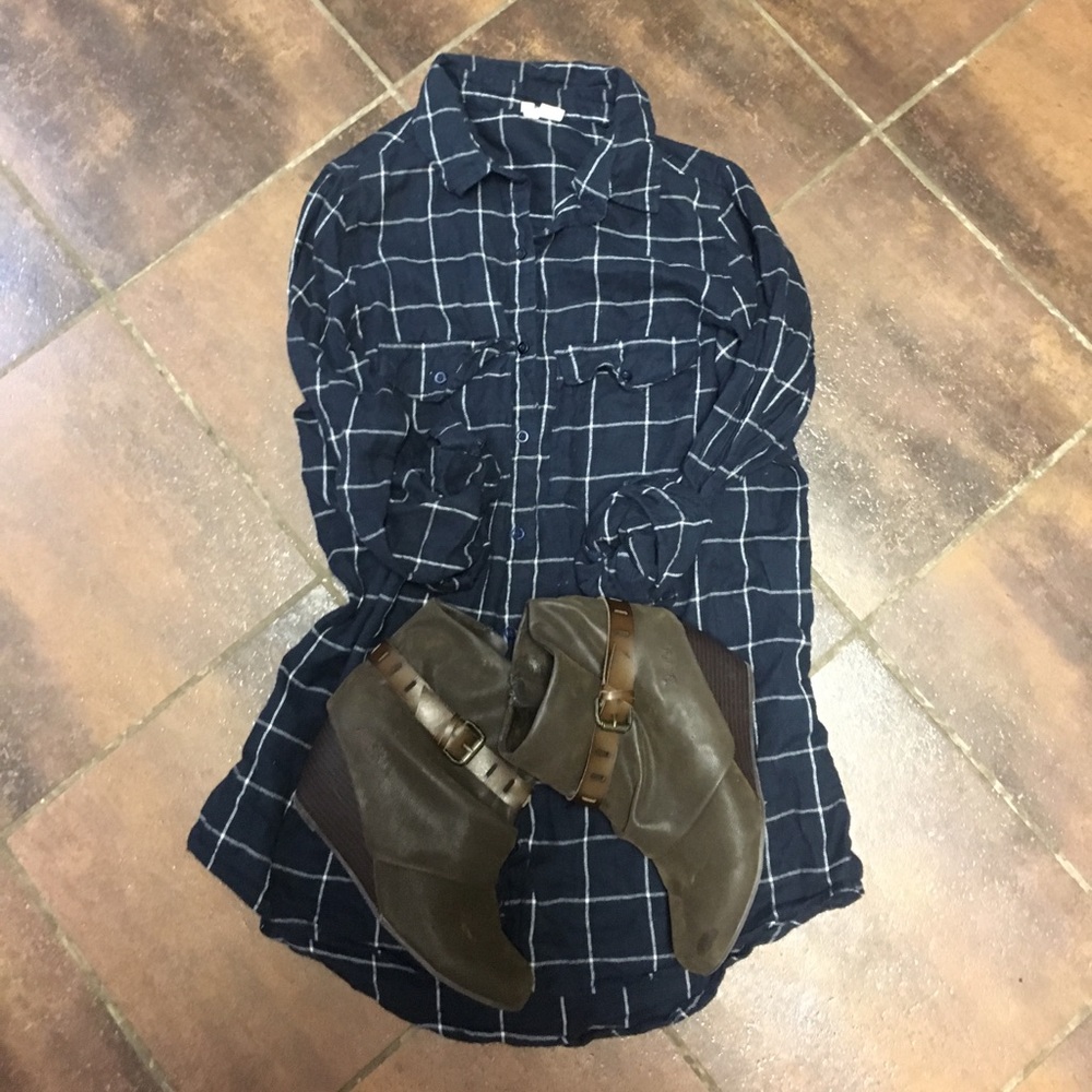 Flannel button down top