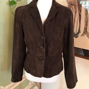 INC Chocolate brushed leather jacket. Size medium