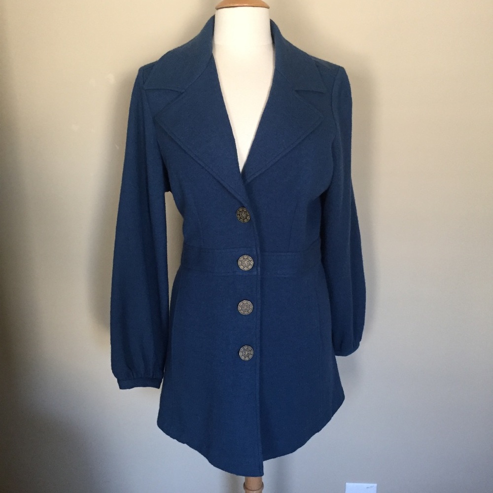 Cabi Turquoise/Blue Aristocrat Merino Wool Coat - Picture 2 of 8