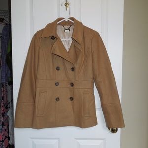 J. Crew Tan Wool Peacoat Fall Jacket