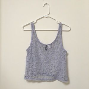Lilac Cropped Floral Lace Tank