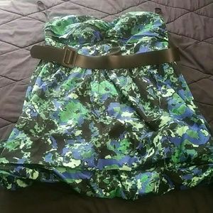 Black and Green Strapless Dress