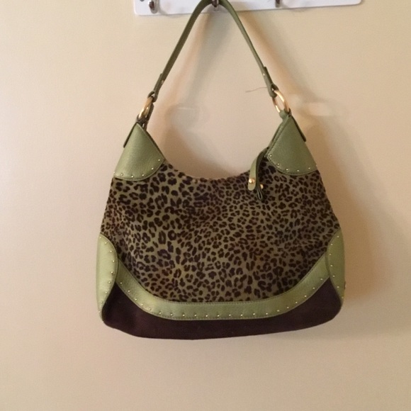 Cole Hahn green and leopard shoulder bag - Picture 2 of 5