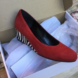 Chico's Red Suede wedges size 8