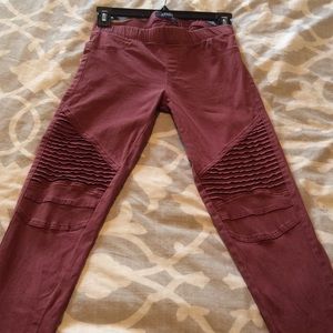 Maroon Moto Jeggings