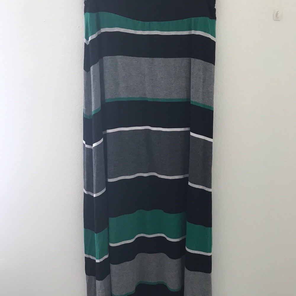 Merona green and gray striped maxi