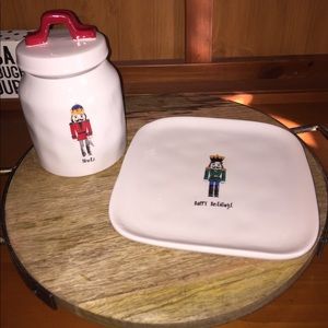 NEW Rae Dunn Christmas Nutcracker Jar & Plate