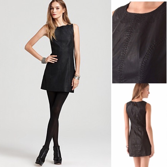 Free People Dresses & Skirts - NWT Free People Vegan Leather Shift Dress Black