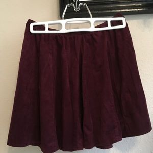 Maroon suede mini skirt