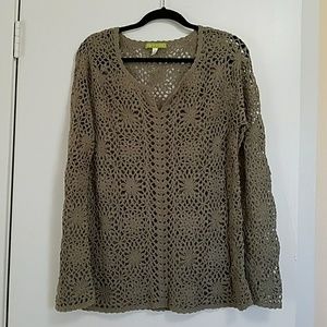Olive Green very loose knit sweater