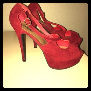 Red suede heels