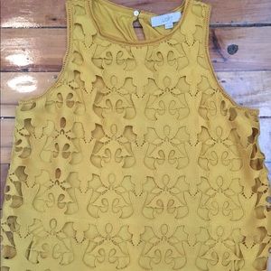 LOFT mustard flowy Sleeveless Blouse
