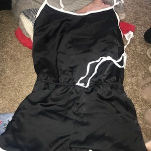 Silk black romper