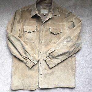 BKE genuine suede tan snap front shirt jacket