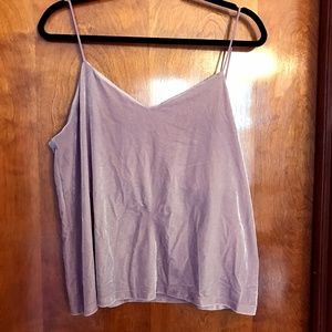H&M Millenial Pink Velour Velvet Tank V-Neck Top