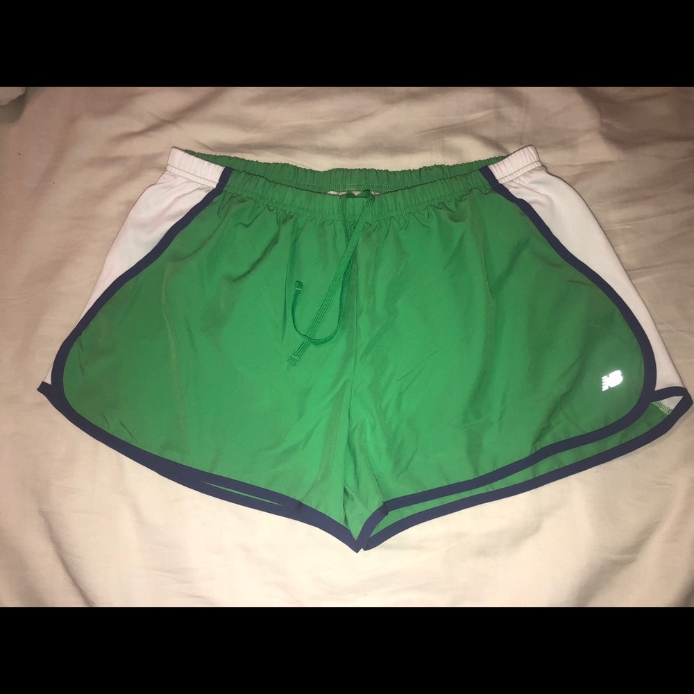 Green Purple and White New Balance Running Shorts