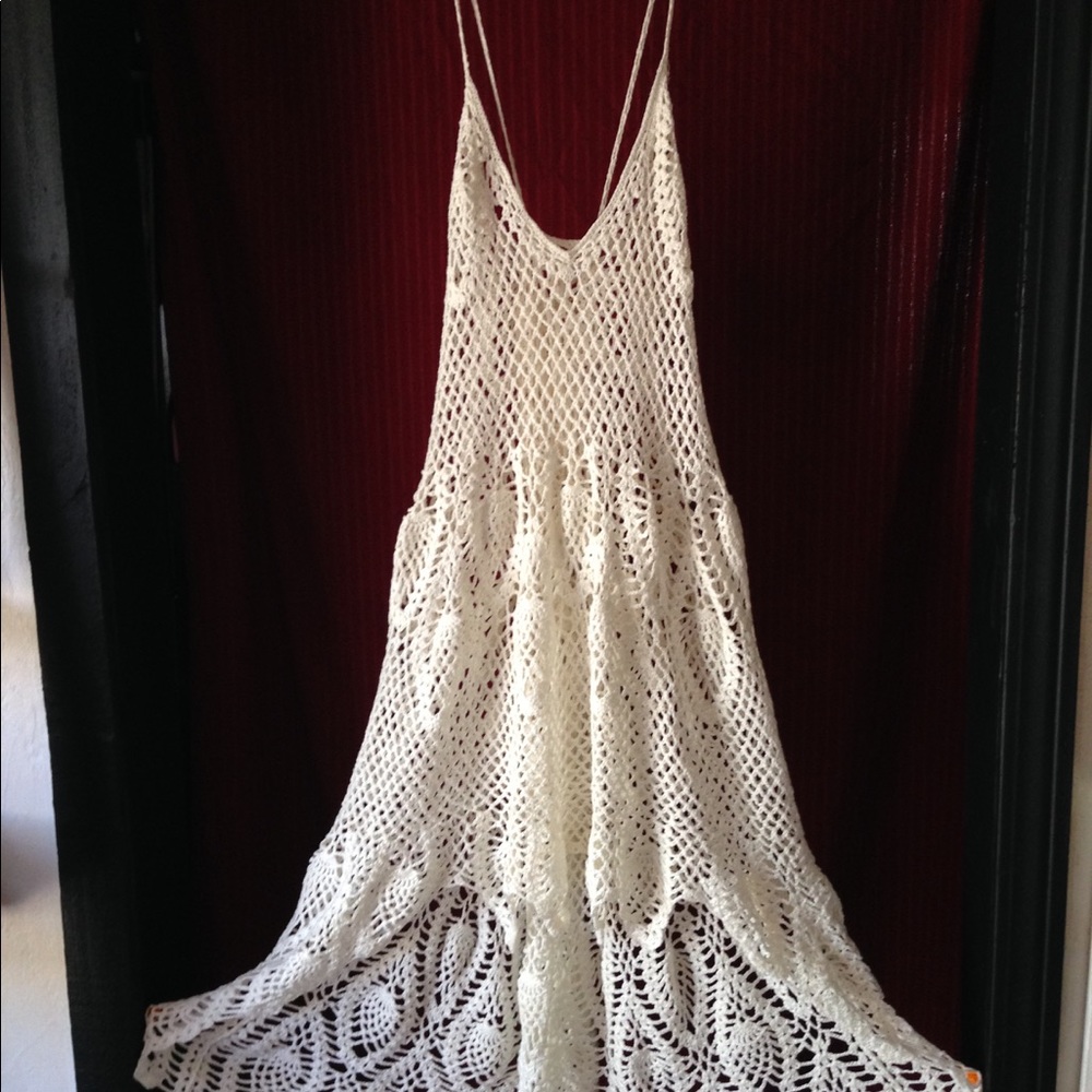 Vintage Handmade Crocheted High-Low Dress/Cover Up