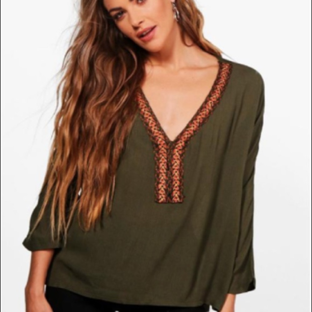 Green Embroidered top