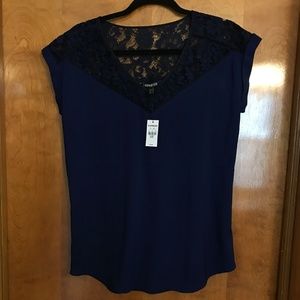New Express Lace Black and Blue Top