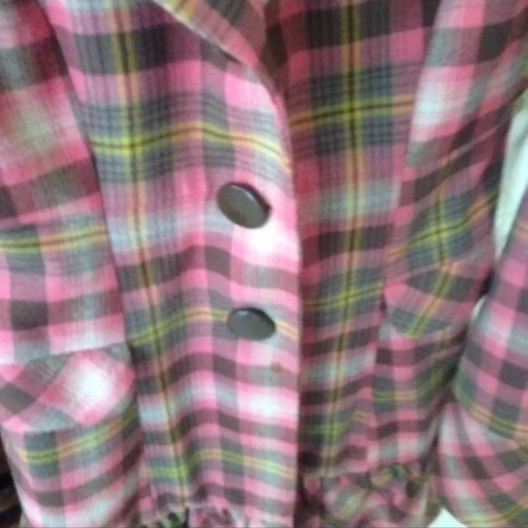 Gorgeous, Chic Brown/Pink Plaid, Lined Peacoat - Picture 2 of 4