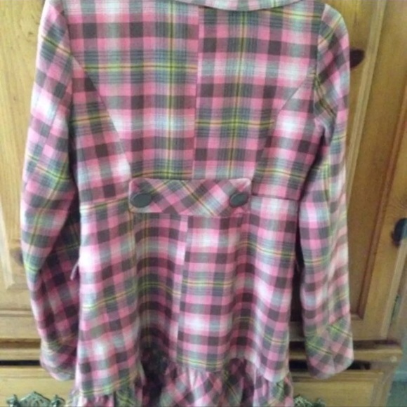 Gorgeous, Chic Brown/Pink Plaid, Lined Peacoat - Picture 3 of 4