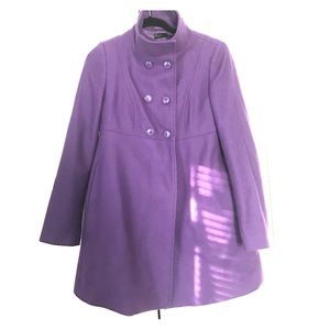 Purple High Collar Button-down Benetton Pea Coat!