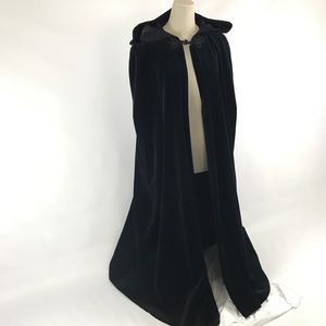 Full Length Black Velvet Victorian Opera Cape Hood