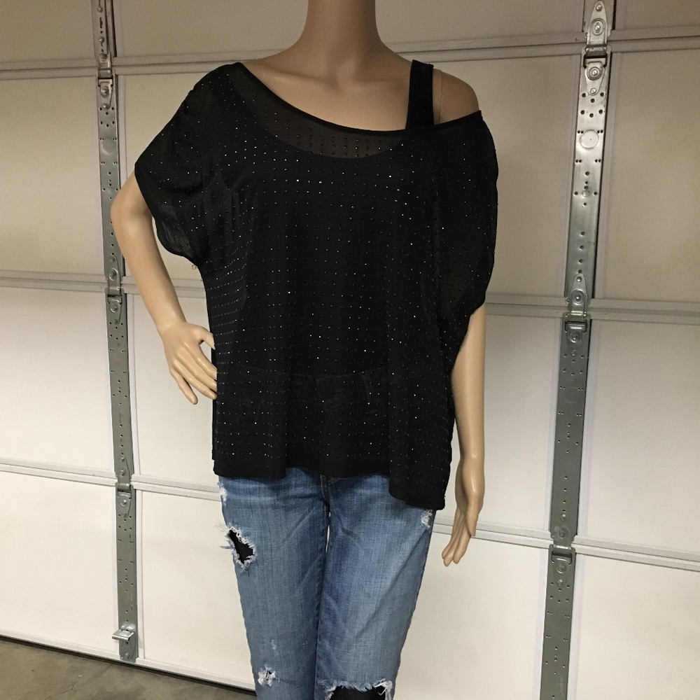 Forever 21 Plus size 1X black sparkle shirt sheer
