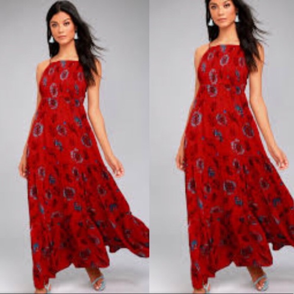 Last one Sz XS 🌹Free people red maxi dress - Picture 5 of 7
